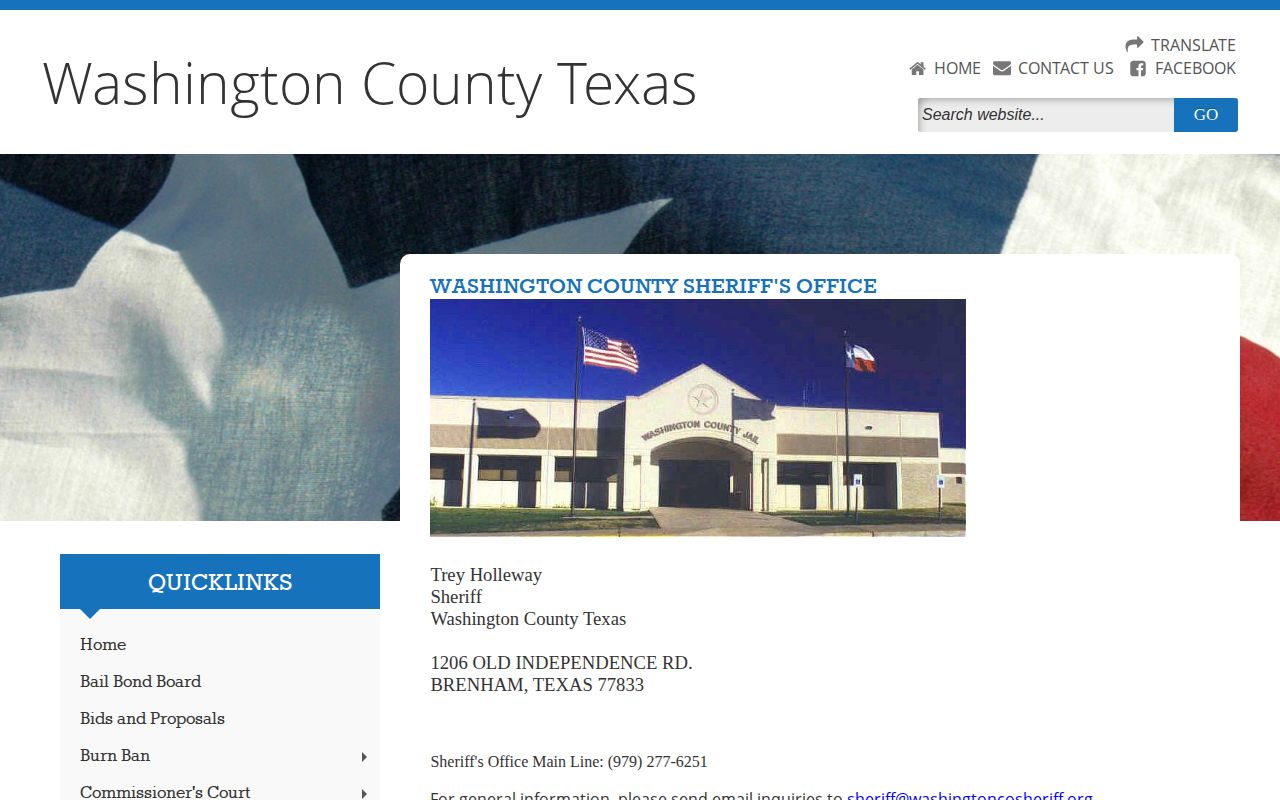Washington County Jail release records contact information