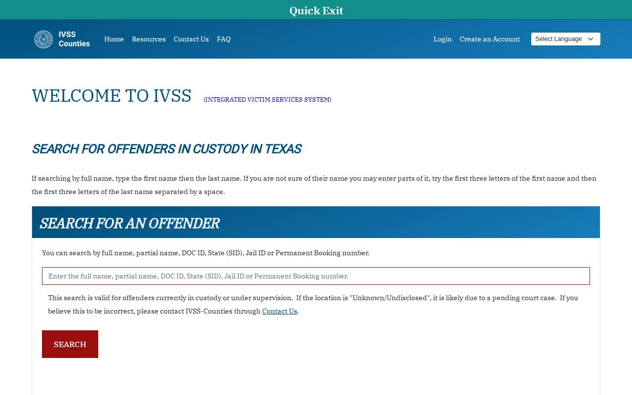 Washington County VINE inmate check and IVSS release notification registration